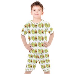 Pattern Avocado Green Fruit Kids  Tee And Shorts Set