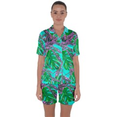 Painting Oil Leaves Nature Reason Satin Short Sleeve Pyjamas Set by HermanTelo