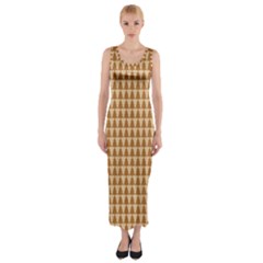 Pattern Gingerbread Brown Tree Fitted Maxi Dress by HermanTelo