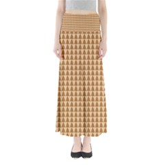 Pattern Gingerbread Brown Tree Full Length Maxi Skirt