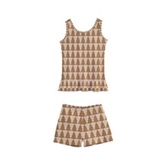 Pattern Gingerbread Brown Tree Kids  Boyleg Swimsuit by HermanTelo