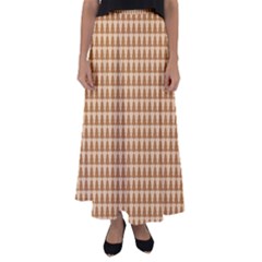 Pattern Gingerbread Brown Tree Flared Maxi Skirt