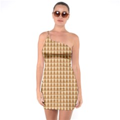 Pattern Gingerbread Brown Tree One Soulder Bodycon Dress