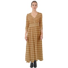 Pattern Gingerbread Brown Tree Button Up Boho Maxi Dress by HermanTelo