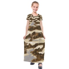 Mountains Ocean Clouds Kids  Short Sleeve Maxi Dress by HermanTelo