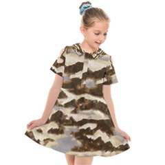 Mountains Ocean Clouds Kids  Short Sleeve Shirt Dress by HermanTelo