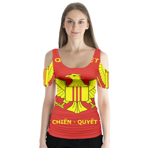 Flag Of Army Of Republic Of Vietnam Butterfly Sleeve Cutout Tee  by abbeyz71