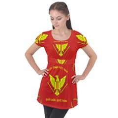 Flag of Army of Republic of Vietnam Puff Sleeve Tunic Top