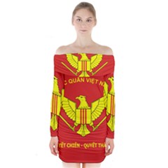 Flag of Army of Republic of Vietnam Long Sleeve Off Shoulder Dress