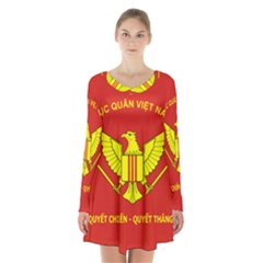 Flag of Army of Republic of Vietnam Long Sleeve Velvet V-neck Dress