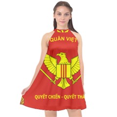 Flag of Army of Republic of Vietnam Halter Neckline Chiffon Dress 