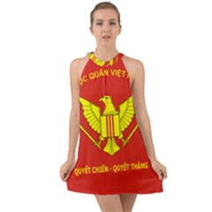 Flag of Army of Republic of Vietnam Halter Tie Back Chiffon Dress