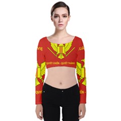 Flag of Army of Republic of Vietnam Velvet Long Sleeve Crop Top