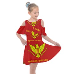 Flag of Army of Republic of Vietnam Kids  Shoulder Cutout Chiffon Dress
