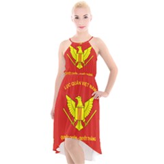 Flag of Army of Republic of Vietnam High-Low Halter Chiffon Dress 