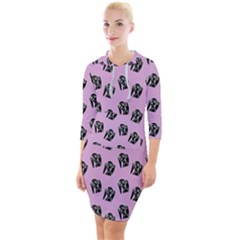 Girl Face Lilac Quarter Sleeve Hood Bodycon Dress by snowwhitegirl