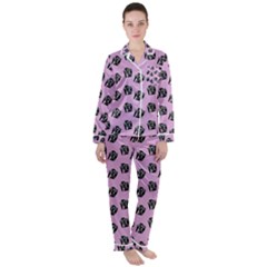 Girl Face Lilac Satin Long Sleeve Pyjamas Set by snowwhitegirl
