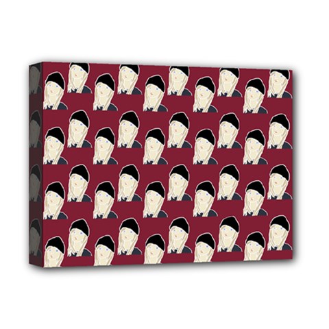 Beanie Boy Pattern Red Deluxe Canvas 16  X 12  (stretched)  by snowwhitegirl