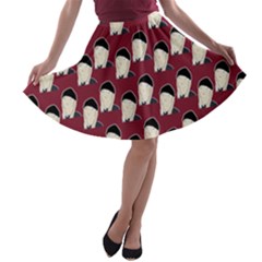 Beanie Boy Pattern Red A-line Skater Skirt by snowwhitegirl