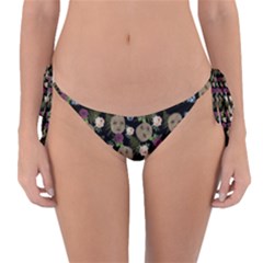 Cracked Doll Pattern Black Reversible Bikini Bottom