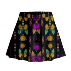 Roses As Lotus Flowers Decorative Mini Flare Skirt by pepitasart