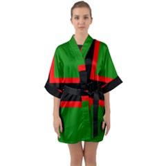 Karelia Nationalist Flag Quarter Sleeve Kimono Robe by abbeyz71