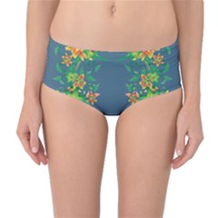 Many Garlands - Floral Design Mid-waist Bikini Bottoms by WensdaiAmbrose