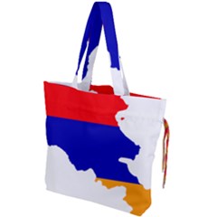 Flag Map Of Armenia Drawstring Tote Bag