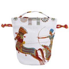 Egypt Egyptian Pharaonic Horses Drawstring Bucket Bag by Sapixe