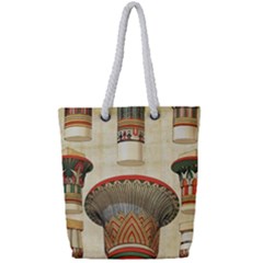 Egyptian Architecture Column Full Print Rope Handle Tote (small)