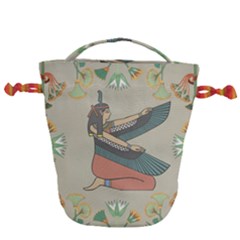 Egyptian Woman Wings Design Drawstring Bucket Bag by Sapixe