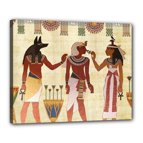 Egyptian Design Man Woman Priest Canvas 20  X 16  (stretched)