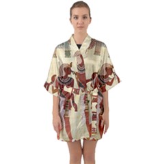 Egyptian Design Man Woman Priest Quarter Sleeve Kimono Robe