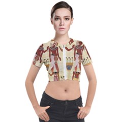 Egyptian Design Man Woman Priest Short Sleeve Cropped Jacket by Sapixe