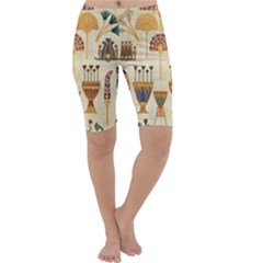 Egyptian Paper Papyrus Hieroglyphs Cropped Leggings 