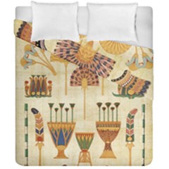 Egyptian Paper Papyrus Hieroglyphs Duvet Cover Double Side (california King Size) by Sapixe