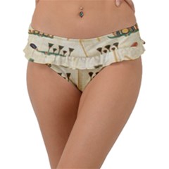 Egyptian Paper Papyrus Hieroglyphs Frill Bikini Bottom