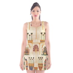 Egyptian Paper Papyrus Hieroglyphs Scoop Neck Skater Dress