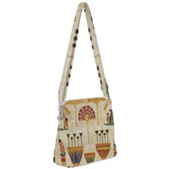 Egyptian Paper Papyrus Hieroglyphs Zipper Messenger Bag