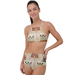 Egyptian Paper Papyrus Hieroglyphs High Waist Tankini Set