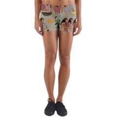 Egyptian Paper Women Child Owl Yoga Shorts