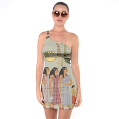 Egyptian Paper Women Child Owl One Soulder Bodycon Dress by Sapixe