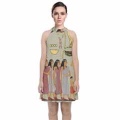 Egyptian Paper Women Child Owl Velvet Halter Neckline Dress 