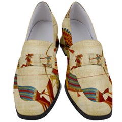 Egyptian Tutunkhamun Pharaoh Design Women s Chunky Heel Loafers