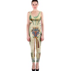 Egyptian Paper Papyrus Hieroglyphs One Piece Catsuit by Sapixe