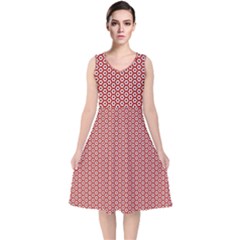 Pattern Star Backround V-neck Midi Sleeveless Dress 