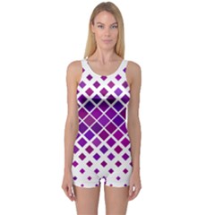 Pattern Square Purple Horizontal One Piece Boyleg Swimsuit