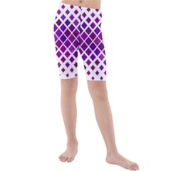 Pattern Square Purple Horizontal Kids  Mid Length Swim Shorts