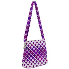 Pattern Square Purple Horizontal Zipper Messenger Bag by HermanTelo