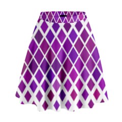 Pattern Square Purple Horizontal High Waist Skirt